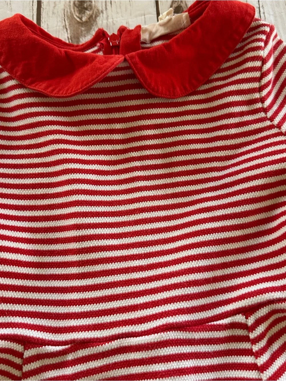 Mini Boden red and white striped dress